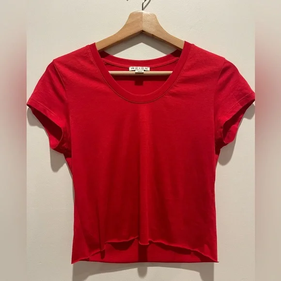 REISS Reformation Red Crop Fitted Tee size XS - Picture 1 of 4